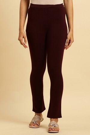 Maroon Solid Fit And Flare Pants