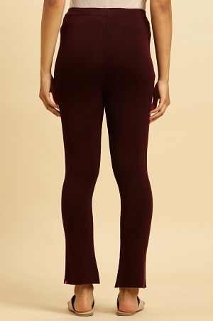 Maroon Solid Fit And Flare Pants