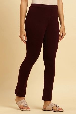 Maroon Solid Fit And Flare Pants