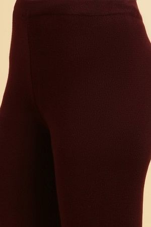 Maroon Solid Fit And Flare Pants