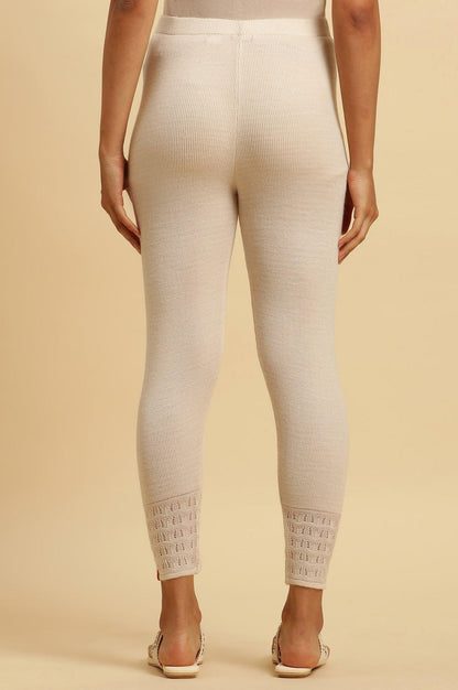 Off White Acrylic Winter Tights - wforwoman