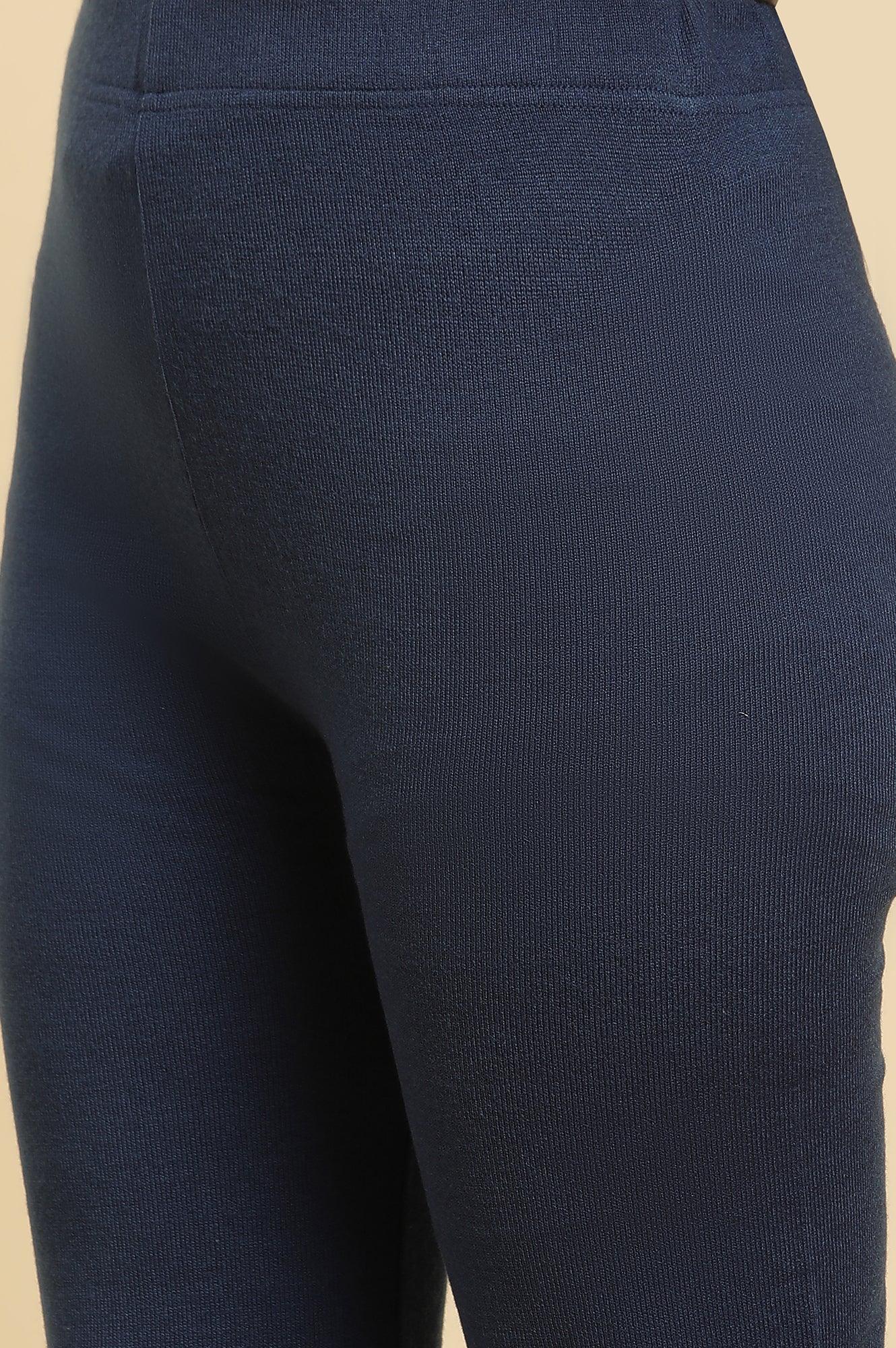 Royal Blue Printed Acrylic Kurta And Pants Set - wforwoman