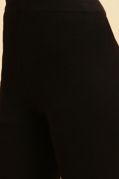 Black Solid Fit And Flare Pants - wforwoman