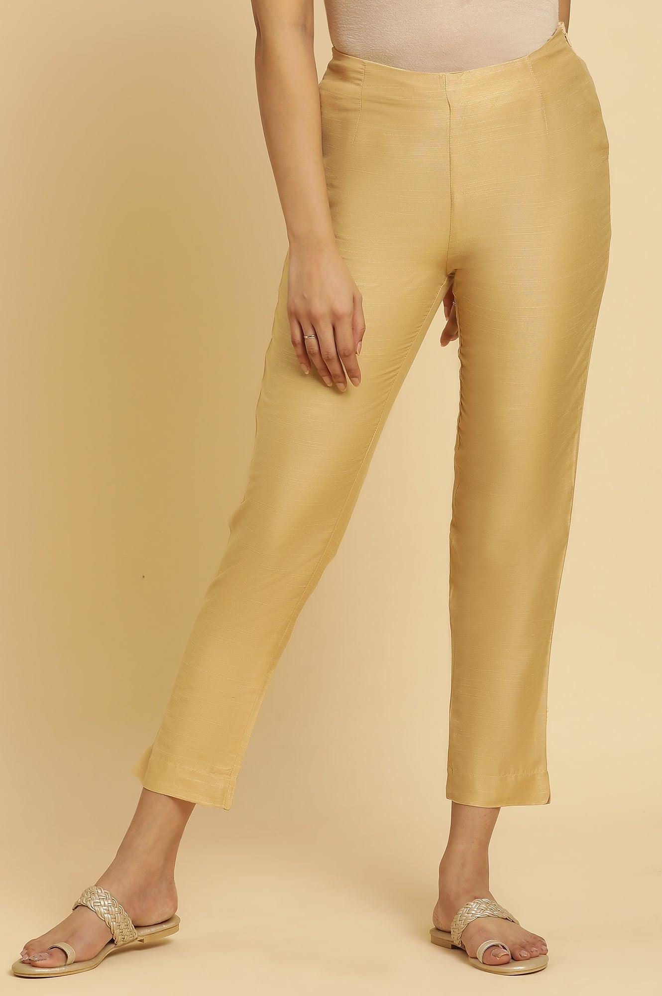 Golden Solid Slim Pants - wforwoman