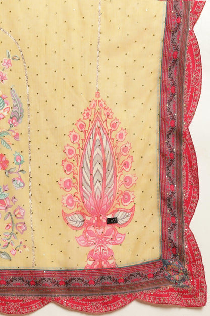 Pink Embroidered Anarkali Kurta, Pants &amp; Printed Dupatta Set - wforwoman