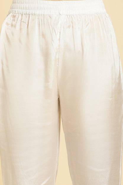 White Printed Flared Kurta And Pants Set - wforwoman