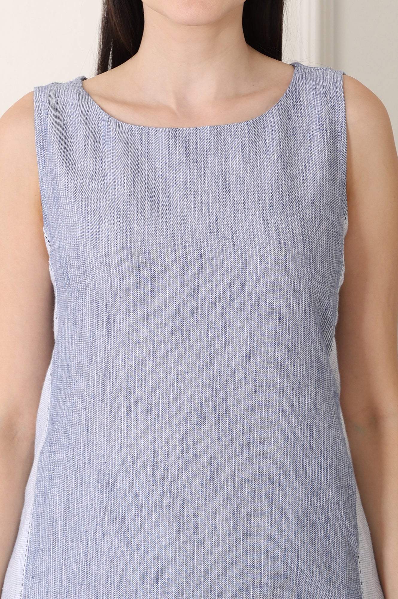 Deep Blue Yarn-Dyed Pure Cotton Sleeveless Tank Top