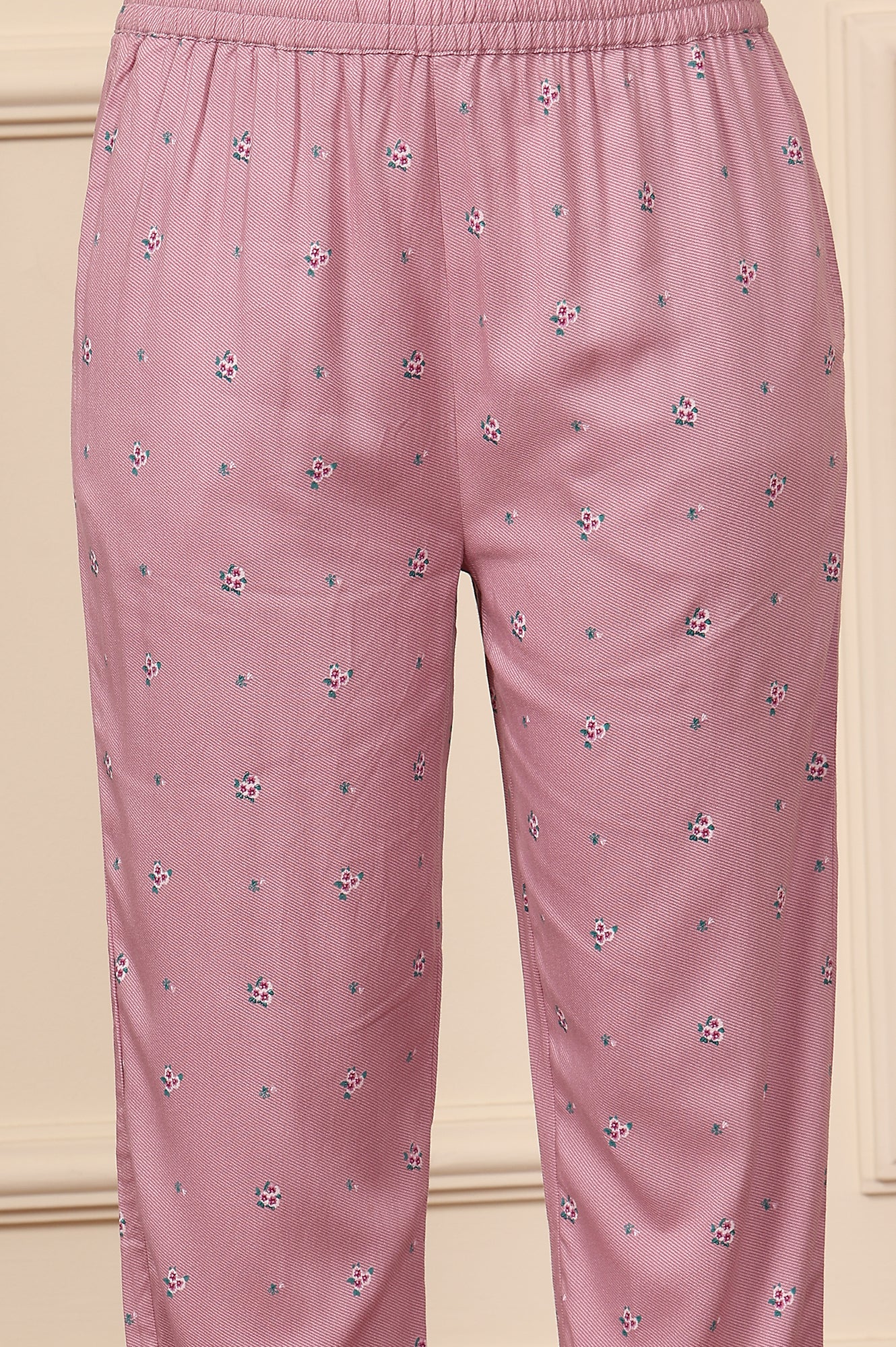 Pink Floral Printed Thread Embroidered Rayon Kurta And Pants Co-Ord Set