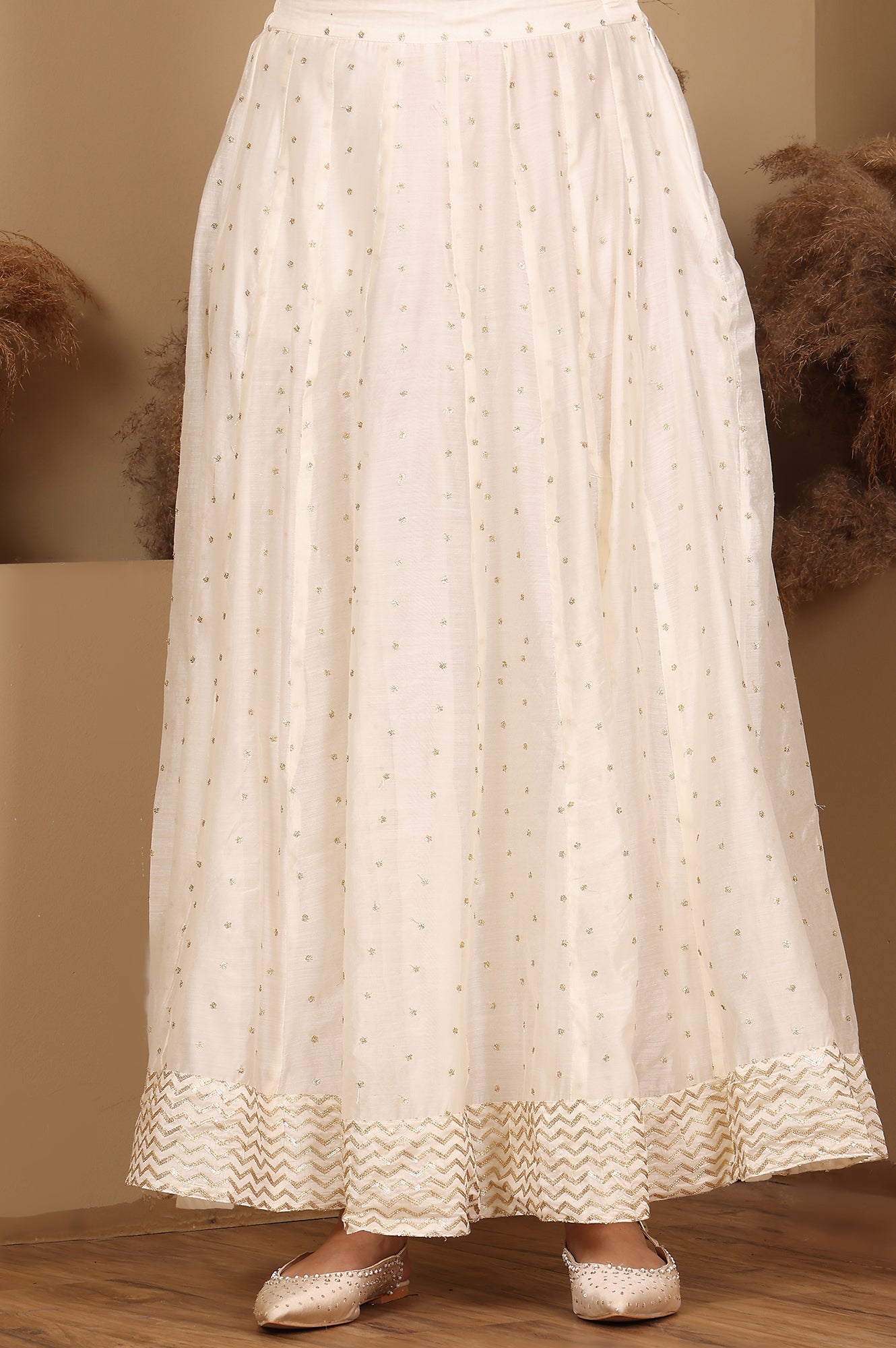 White Embroidered Flared Skirt - wforwoman