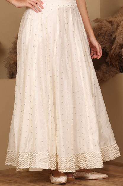 White Embroidered Flared Skirt - wforwoman