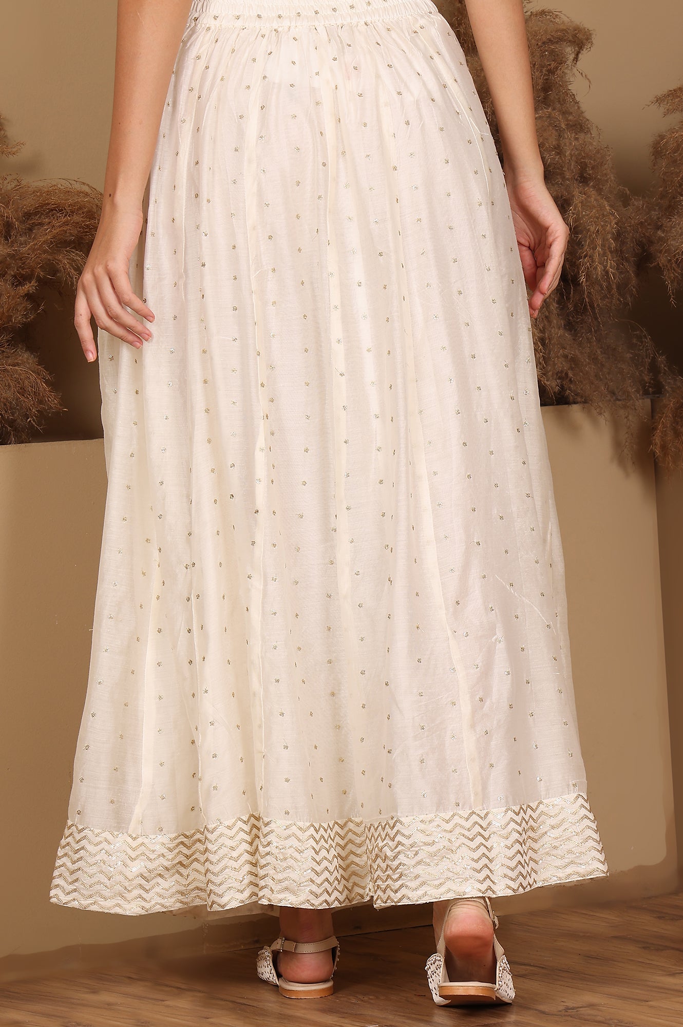 White Embroidered Flared Skirt - wforwoman