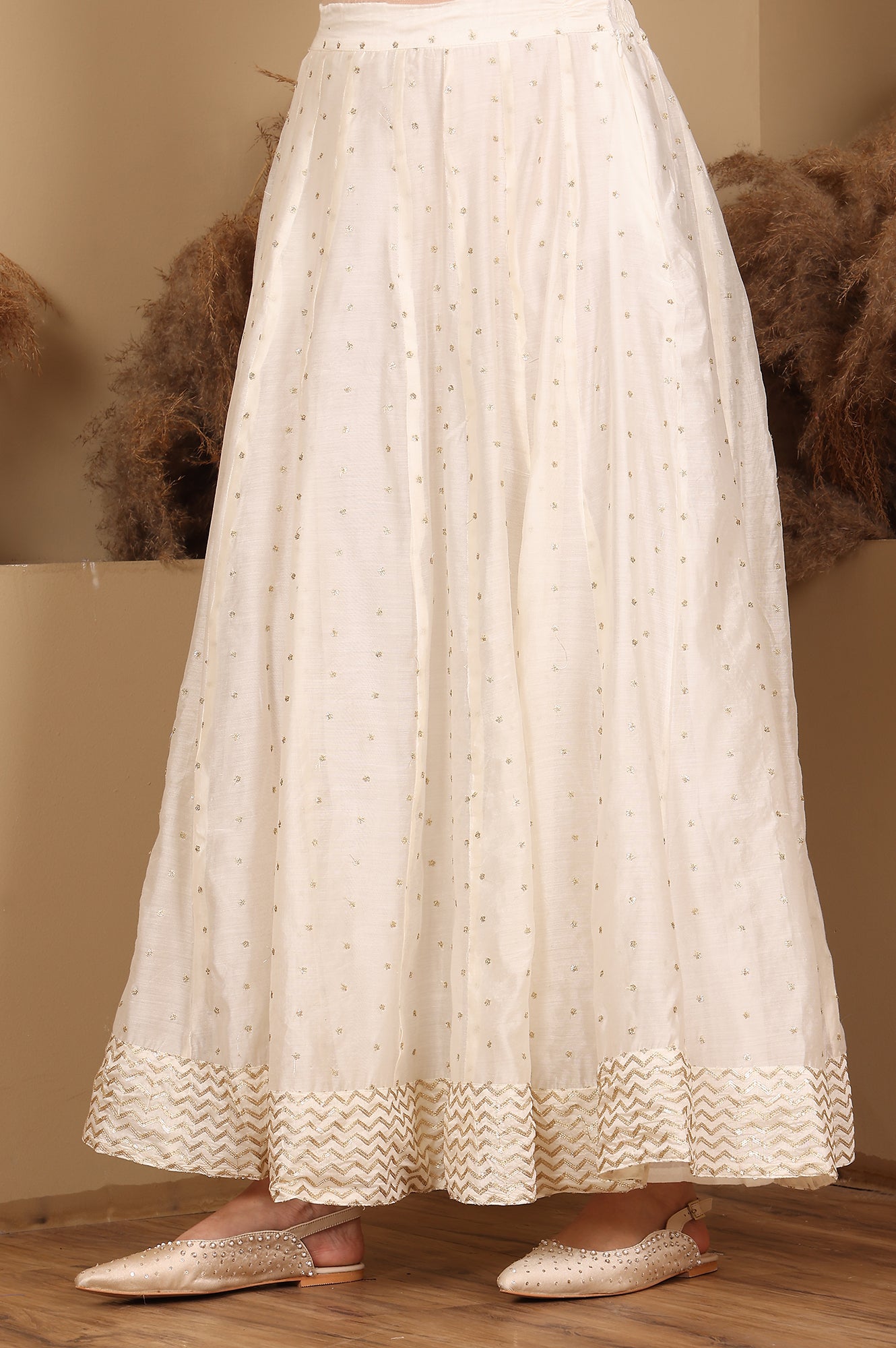 White Embroidered Flared Skirt - wforwoman