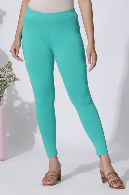 Dark Teal Cotton Lycra Tights - wforwoman