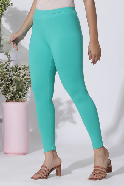 Dark Teal Cotton Lycra Tights - wforwoman