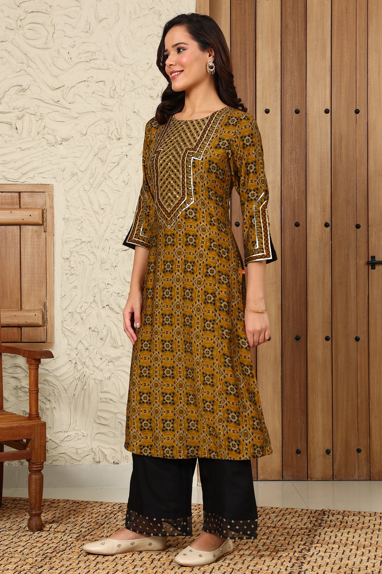 Buy Black Solid Rayon Parallel Pants With Embellished