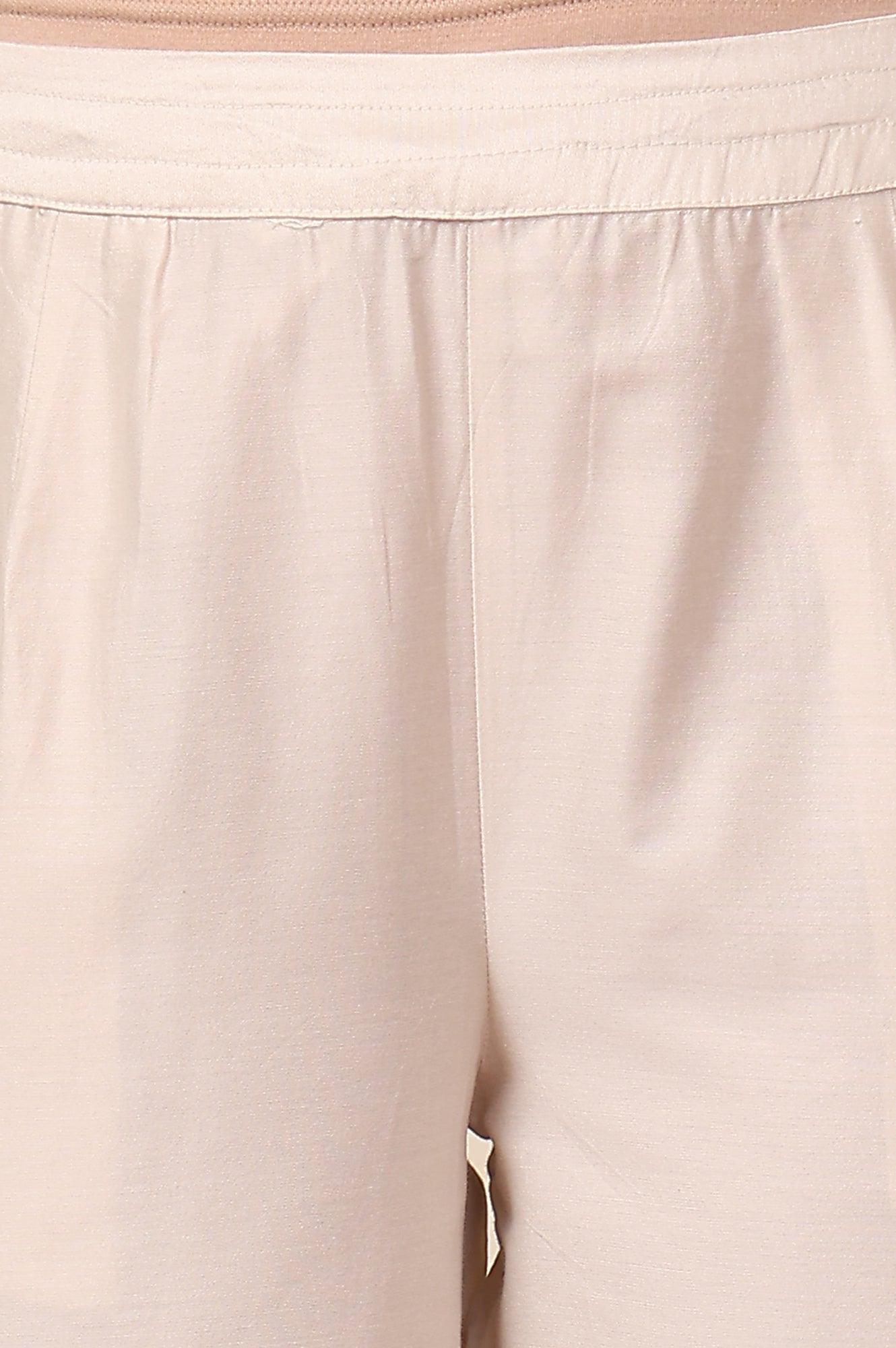 White Straight Pants With Embroidered Hemline