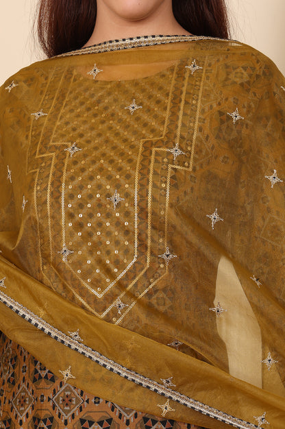 Mustard Yellow Dori Embroidered Organza Dupatta