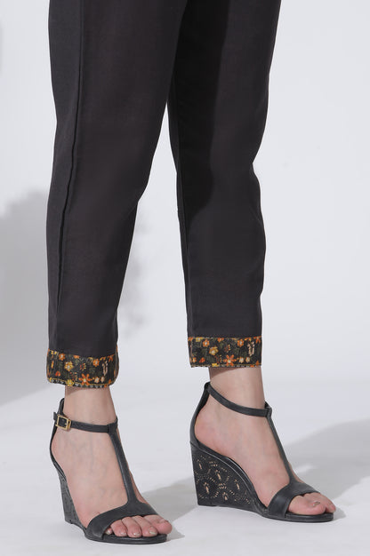 Black Floral Printed Flared Kota Kurta, Pants And Dupatta Set