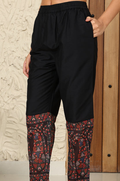 Black Solid Metallic Embroidered Straight Kurta, Pants And Dupatta Set