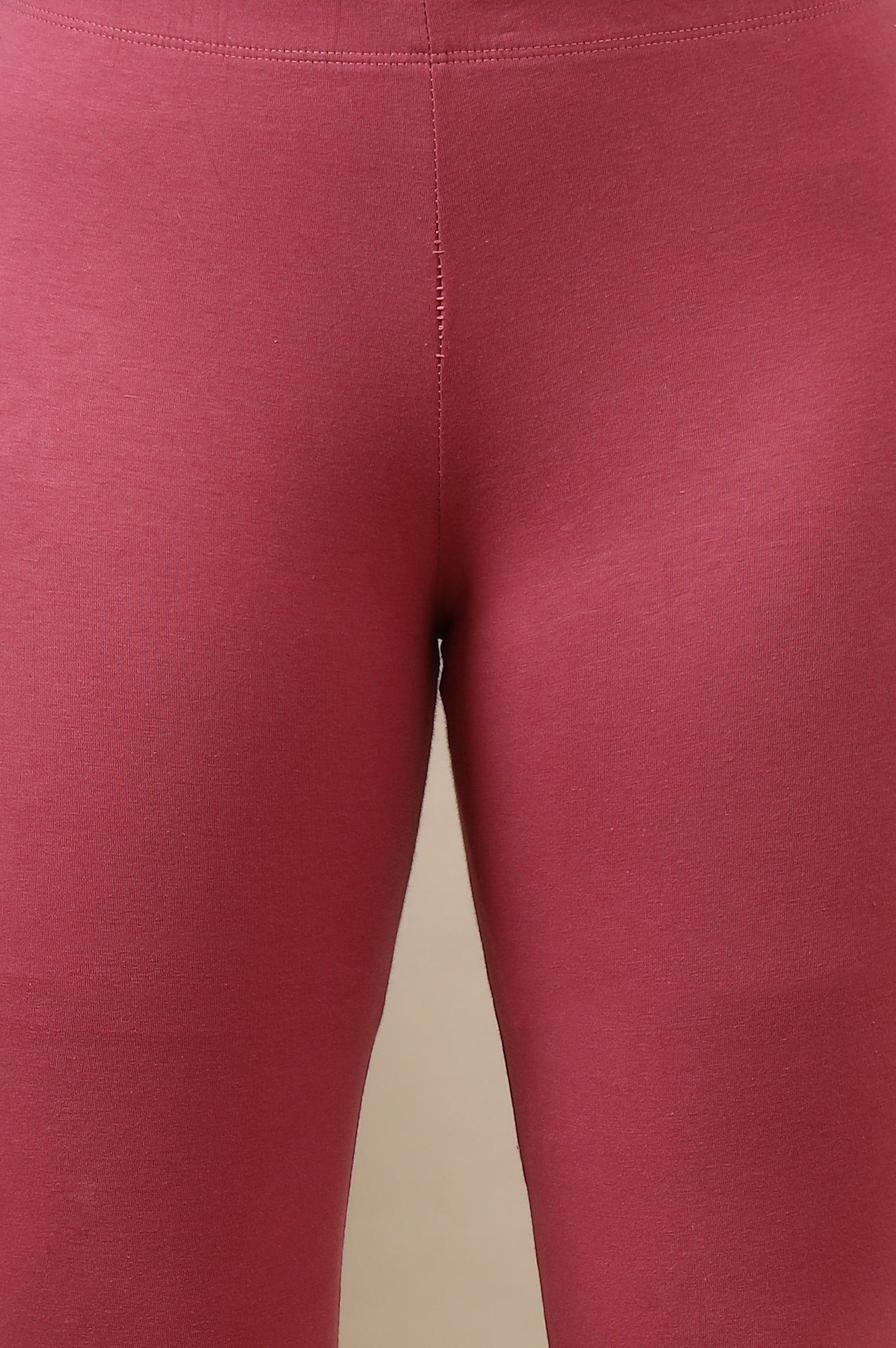 Pink Solid Skinny-fit Cotton Lycra Leggings with Slip-on Closure