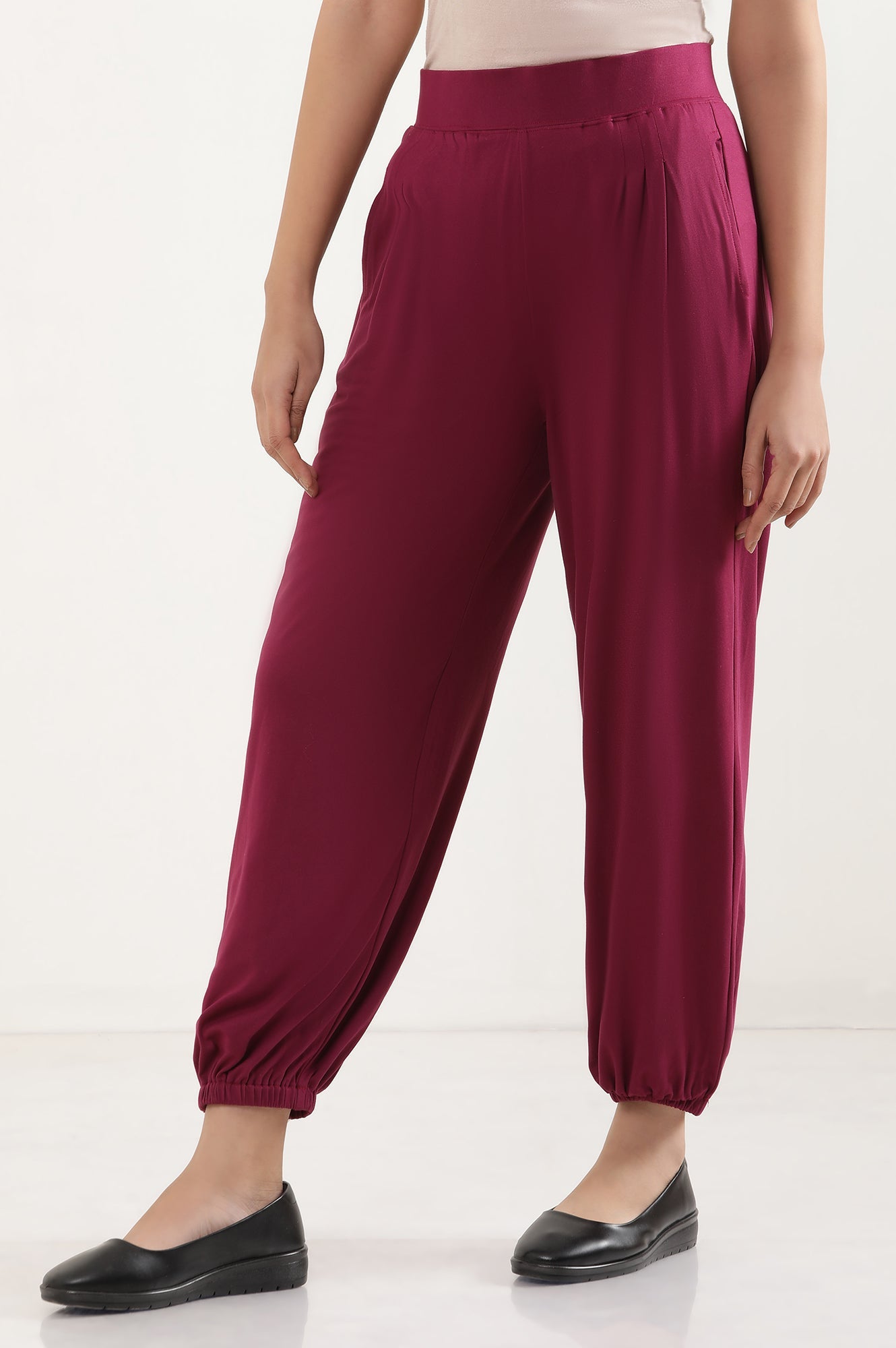 Deep Purple Pleated Harem Pants