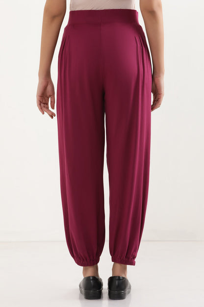 Deep Purple Pleated Harem Pants