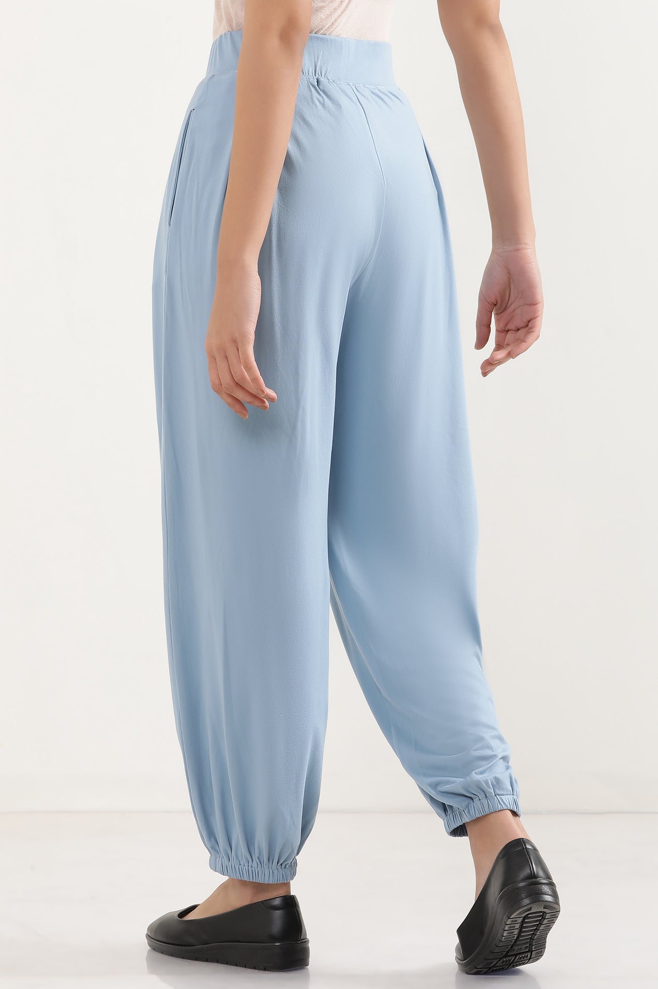 Blue Pleated Harem Pants