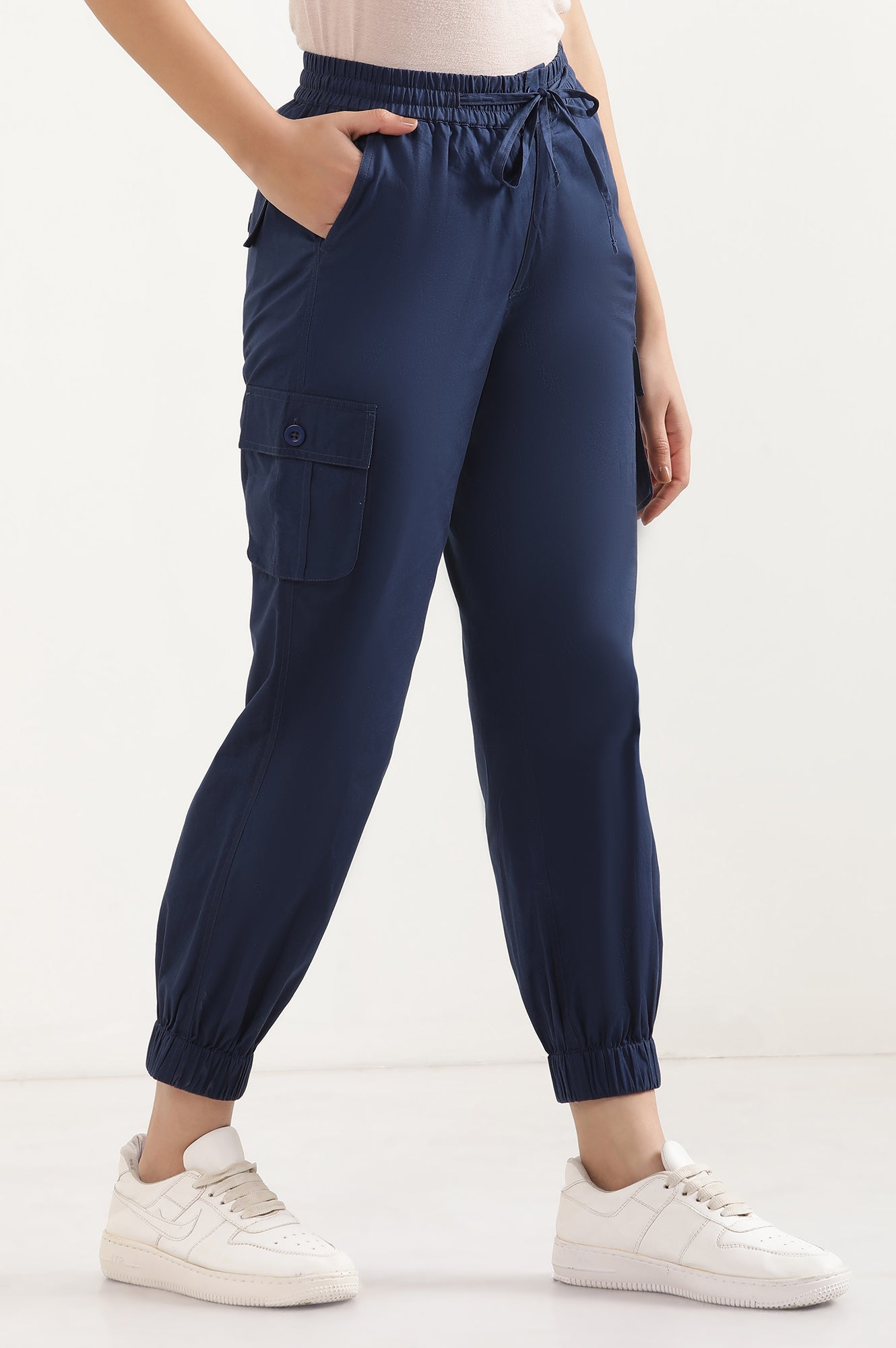 Blue Six Pocket Cargo Paants