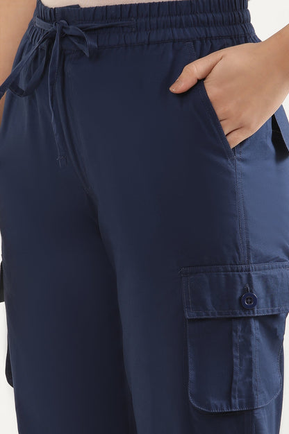 Blue Six Pocket Cargo Paants