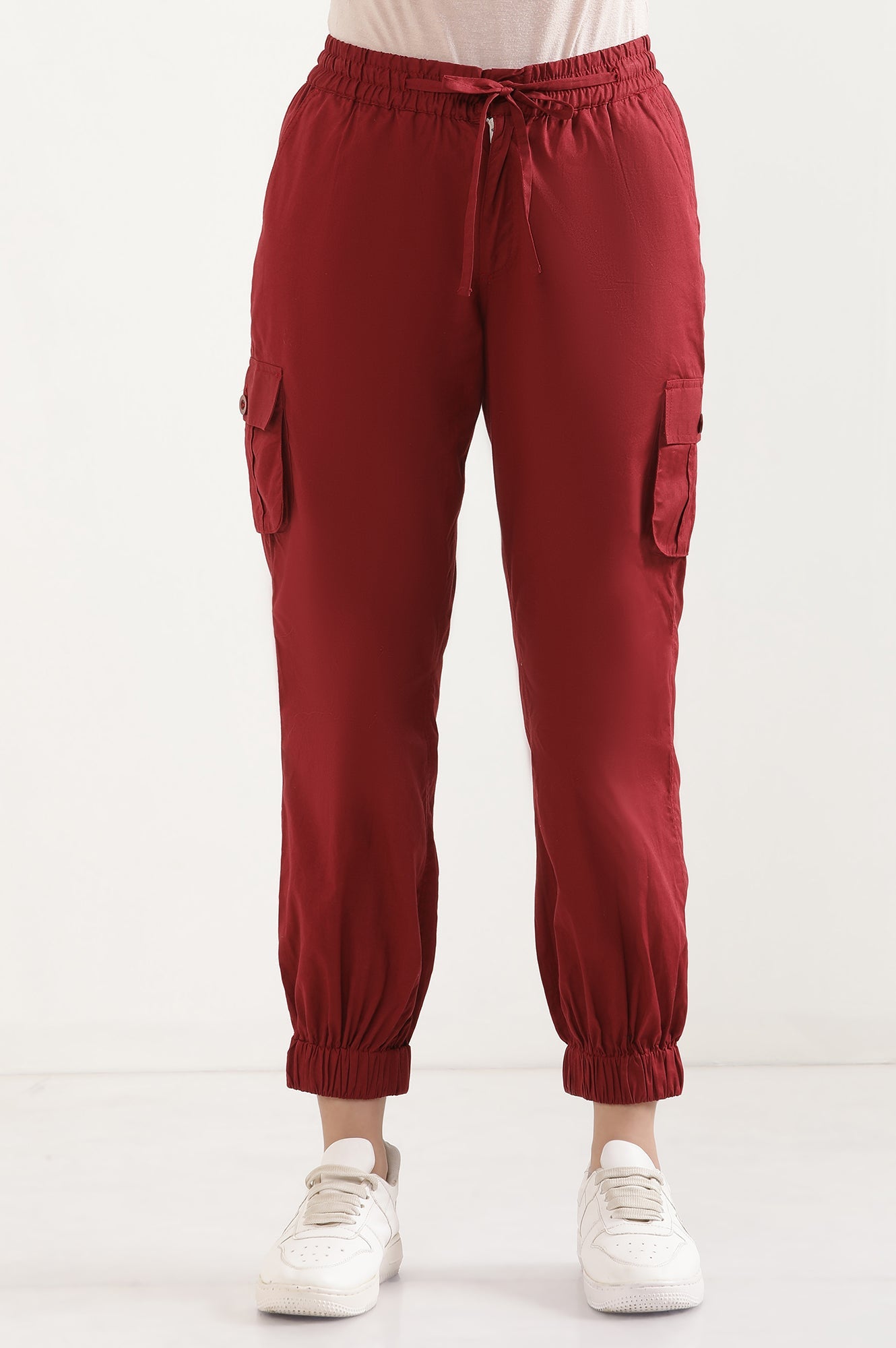 Red Six Pocket Cargo Paants