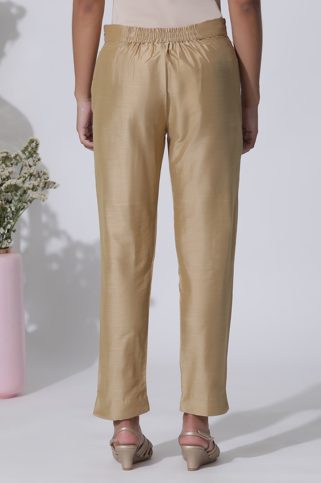 Golden Straight Fit Ankle Length Slim Pants