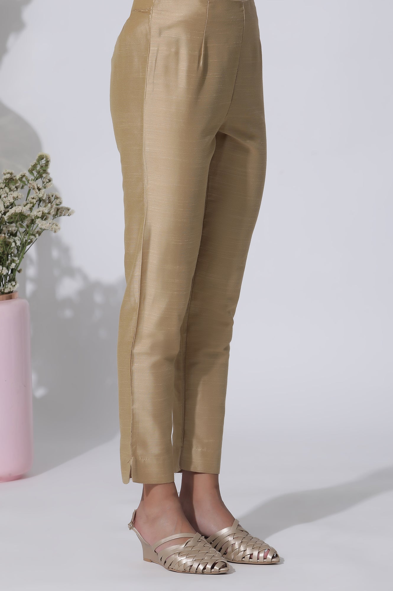 Golden Straight Fit Ankle Length Slim Pants