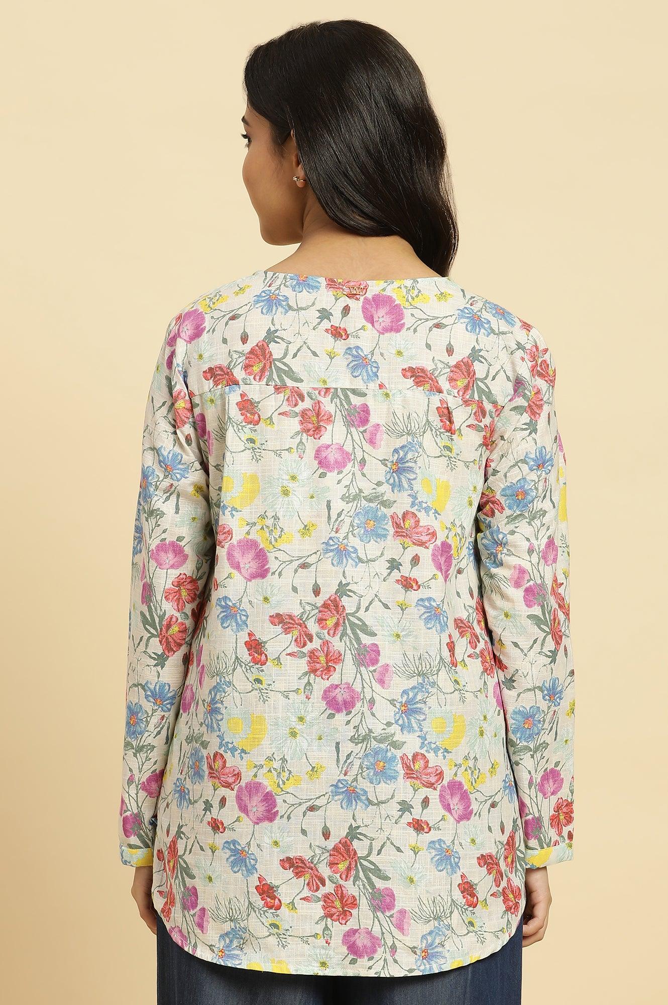 Multi-Coloured Floral Printed Summer Top - wforwoman