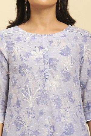 Purple Floral Printed Cotton Kurta And Pants Co-Ord Set