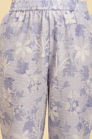 Purple Floral Printed Cotton Kurta And Pants Co-Ord Set