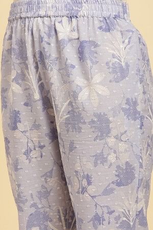 Purple Floral Printed Cotton Kurta And Pants Co-Ord Set