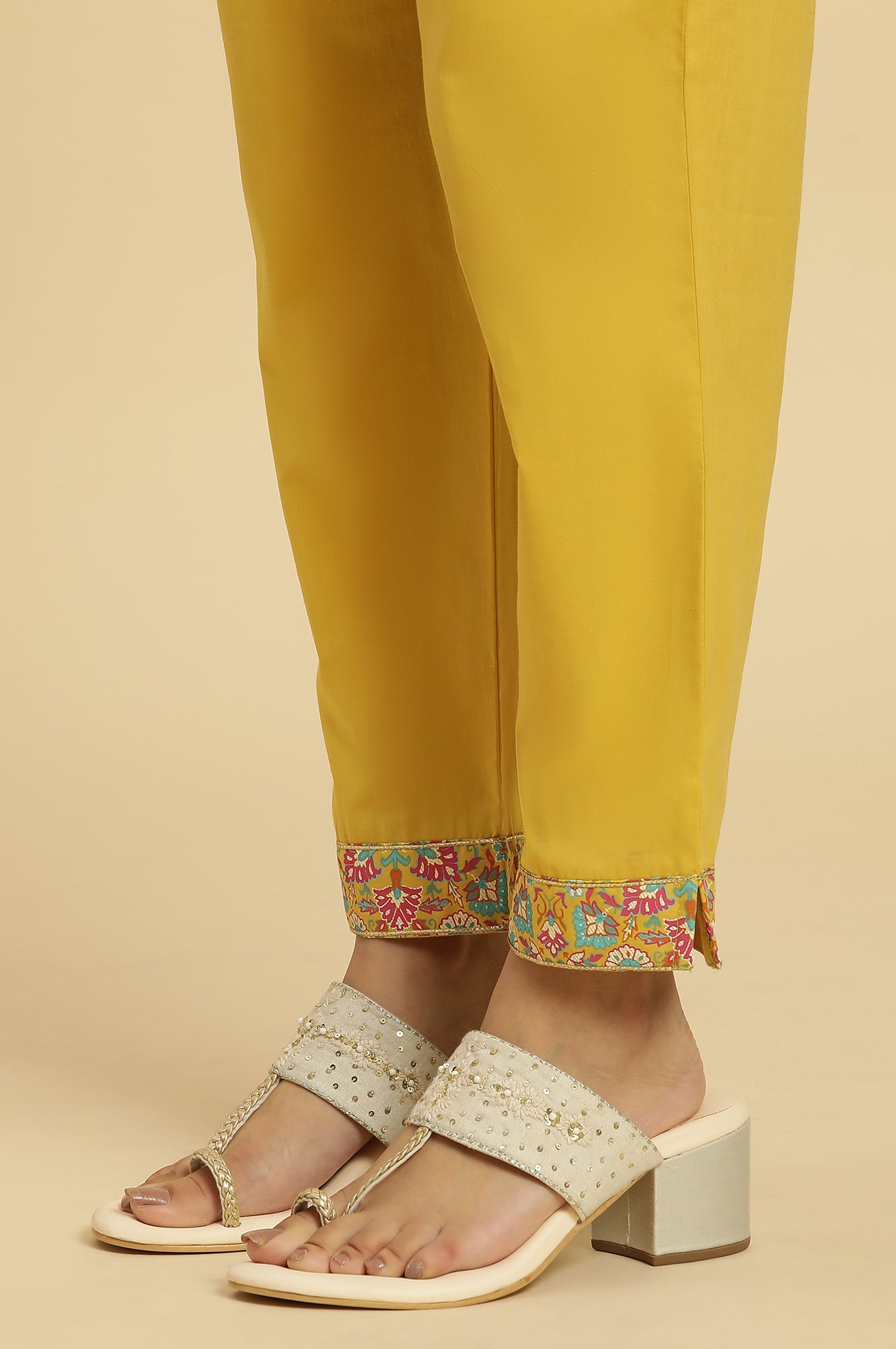 Yellow Floral Printed Flared Kurta And Pants Set