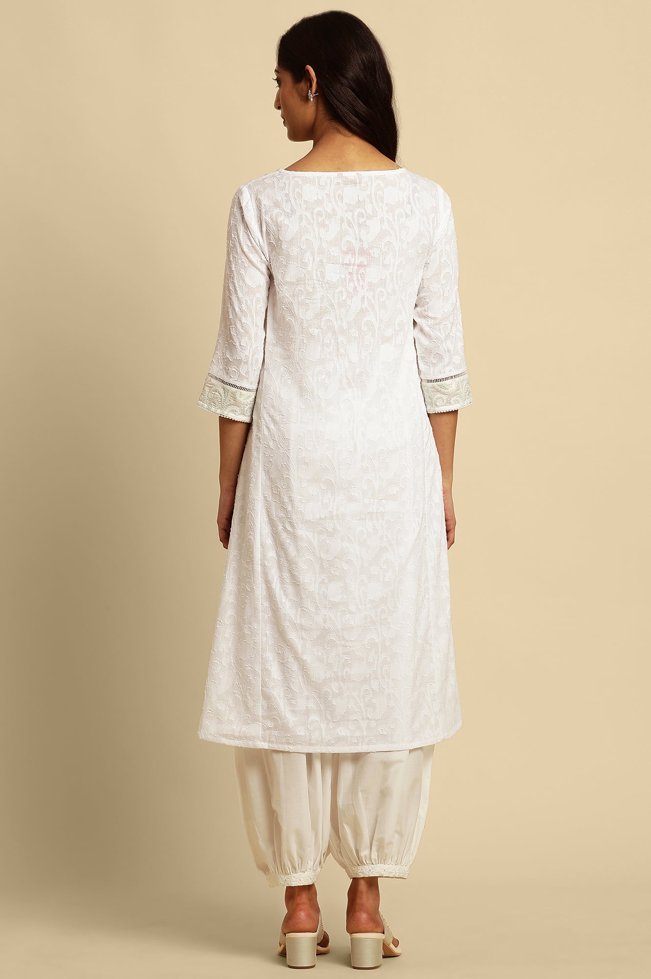 White A-Line Yarn-Dyed Kurta