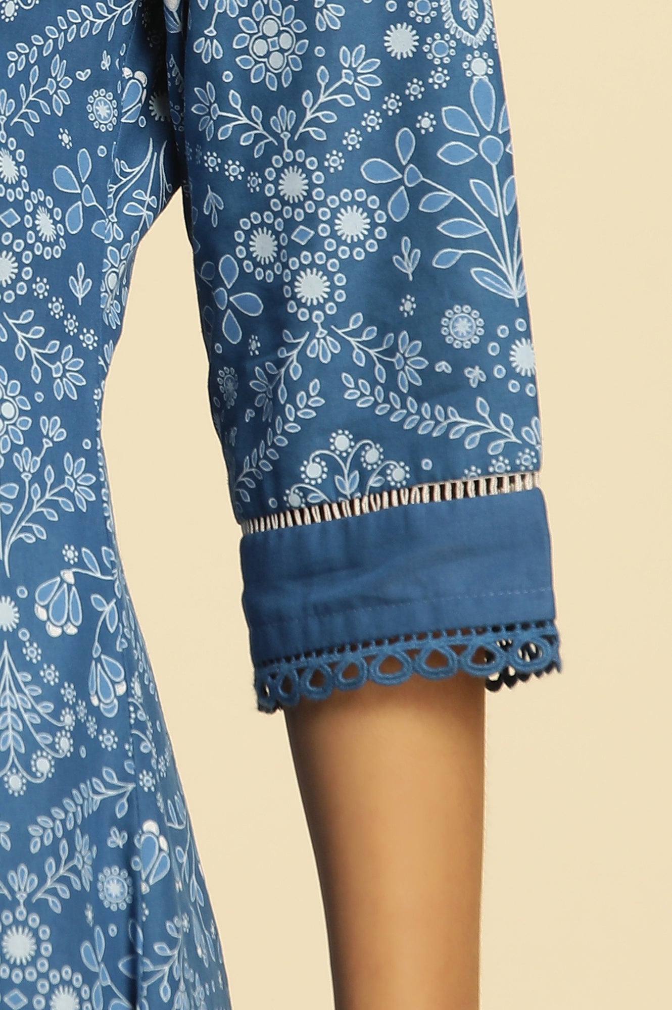 Blue Printed Flared Kurta