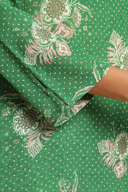 Green Floral Printed Straight Kurta