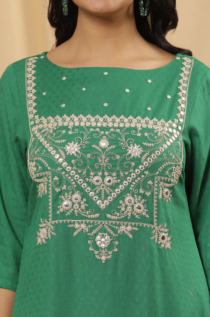 Green Dori Embroidered Straight Kurta