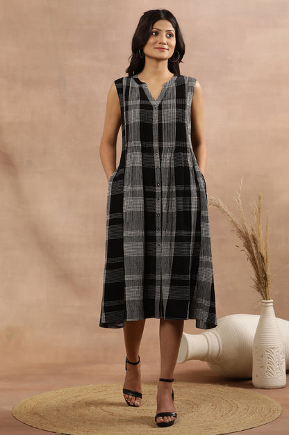 Black Checker Sleeveless Western Dress