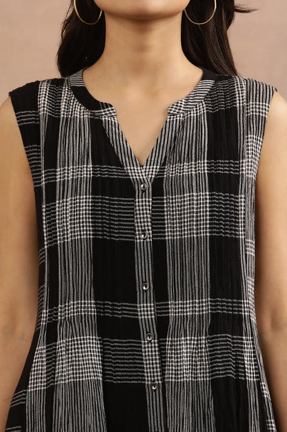 Black Checker Sleeveless Western Dress