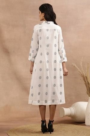 White Yarn Dyed Polka Dot Dress