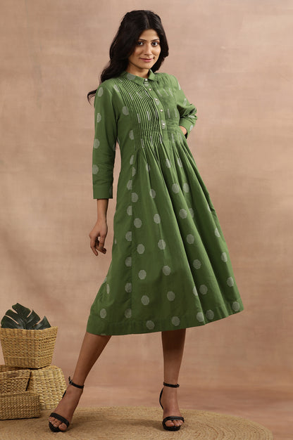 Ge Green Yarn Dyed Polka Dot Dress