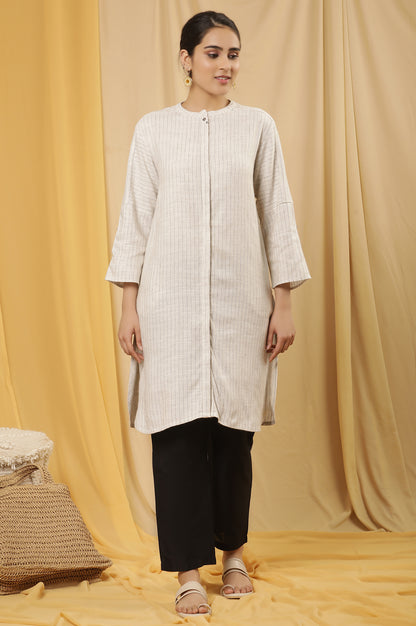 Off-White Striped Yarn Dyed Shirt Kurta