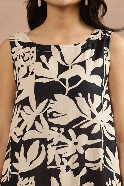 Black And White Sleeveless A-Line Western Dress