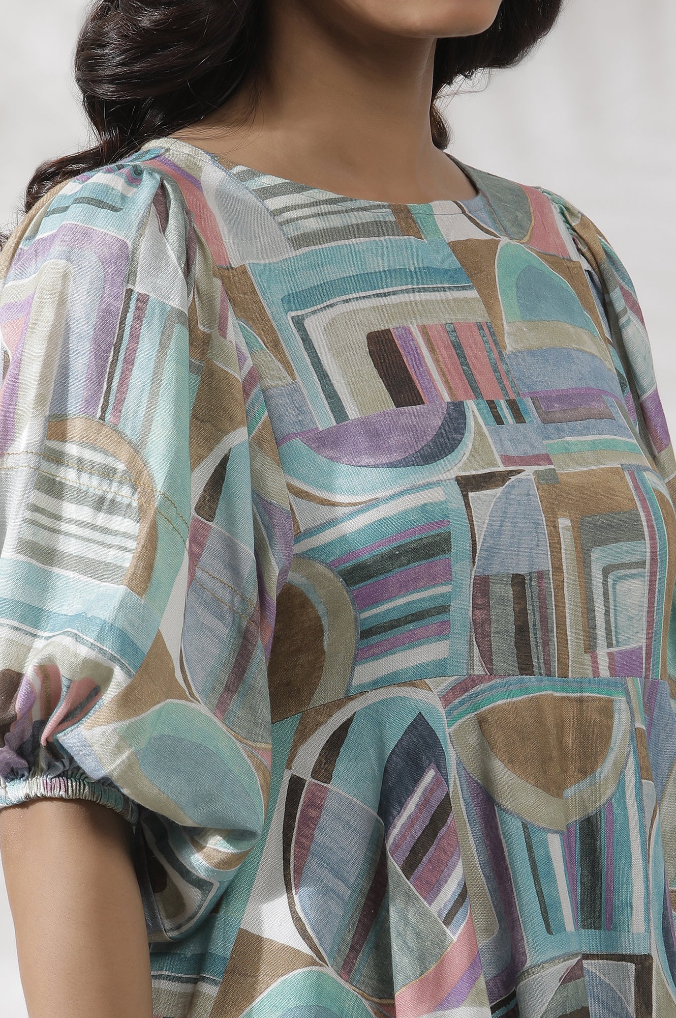 Buy Multi-Coloured Abstract Printed Peplum Top @ 1899 | W for