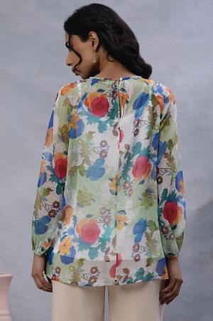 Whote Floral Printed Chiffon Top