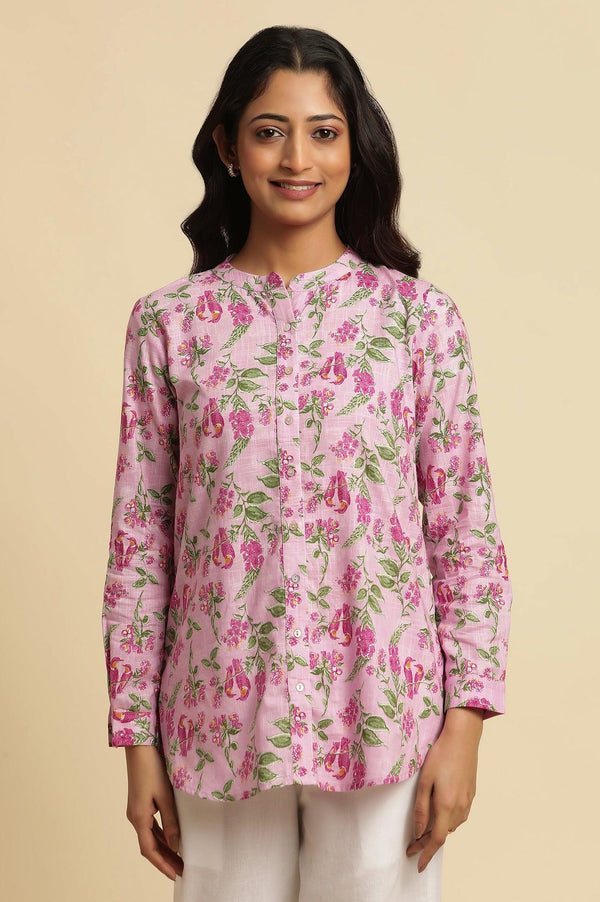 Pink Printed Cotton Shirt